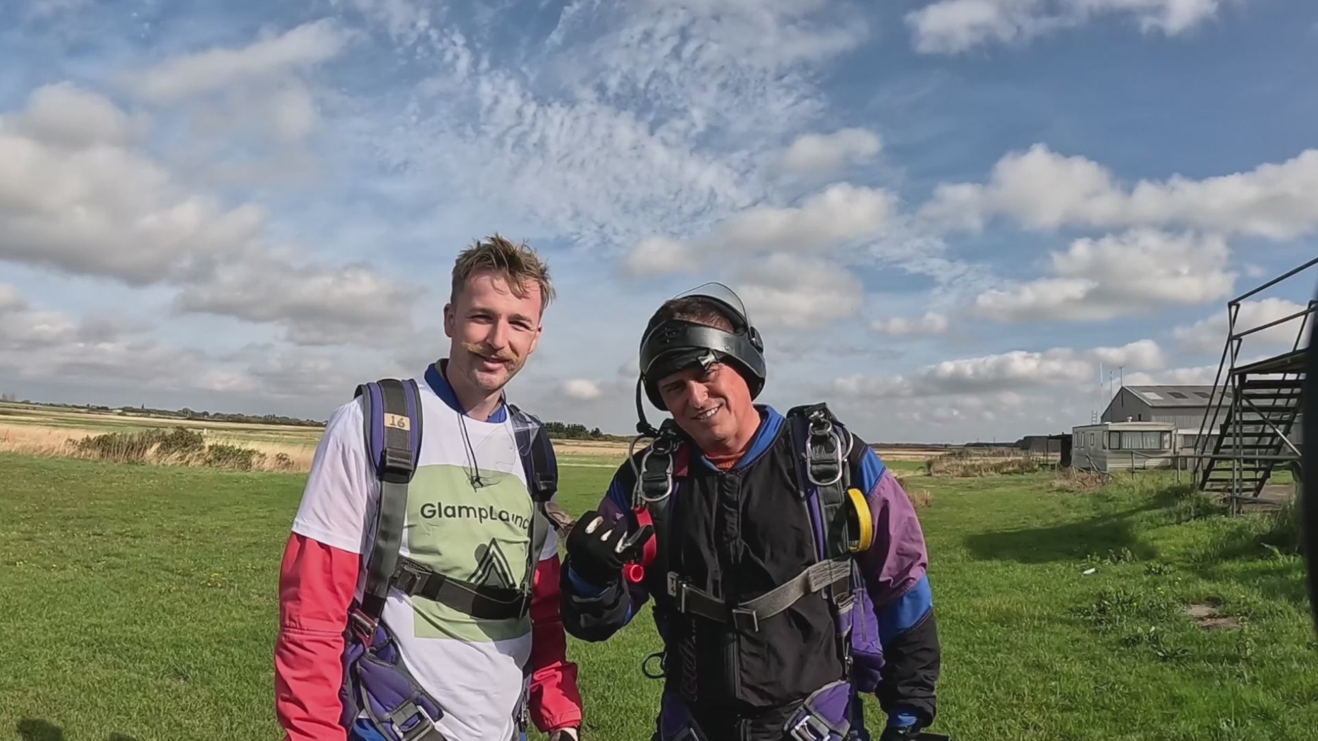 Marketing video of Taylor skydiving from 15,000 feet symbolizing the fear of launching a glamping site alone, showing how GlampLaunch helps entrepreneurs achieve smooth and successful glamping business launches.