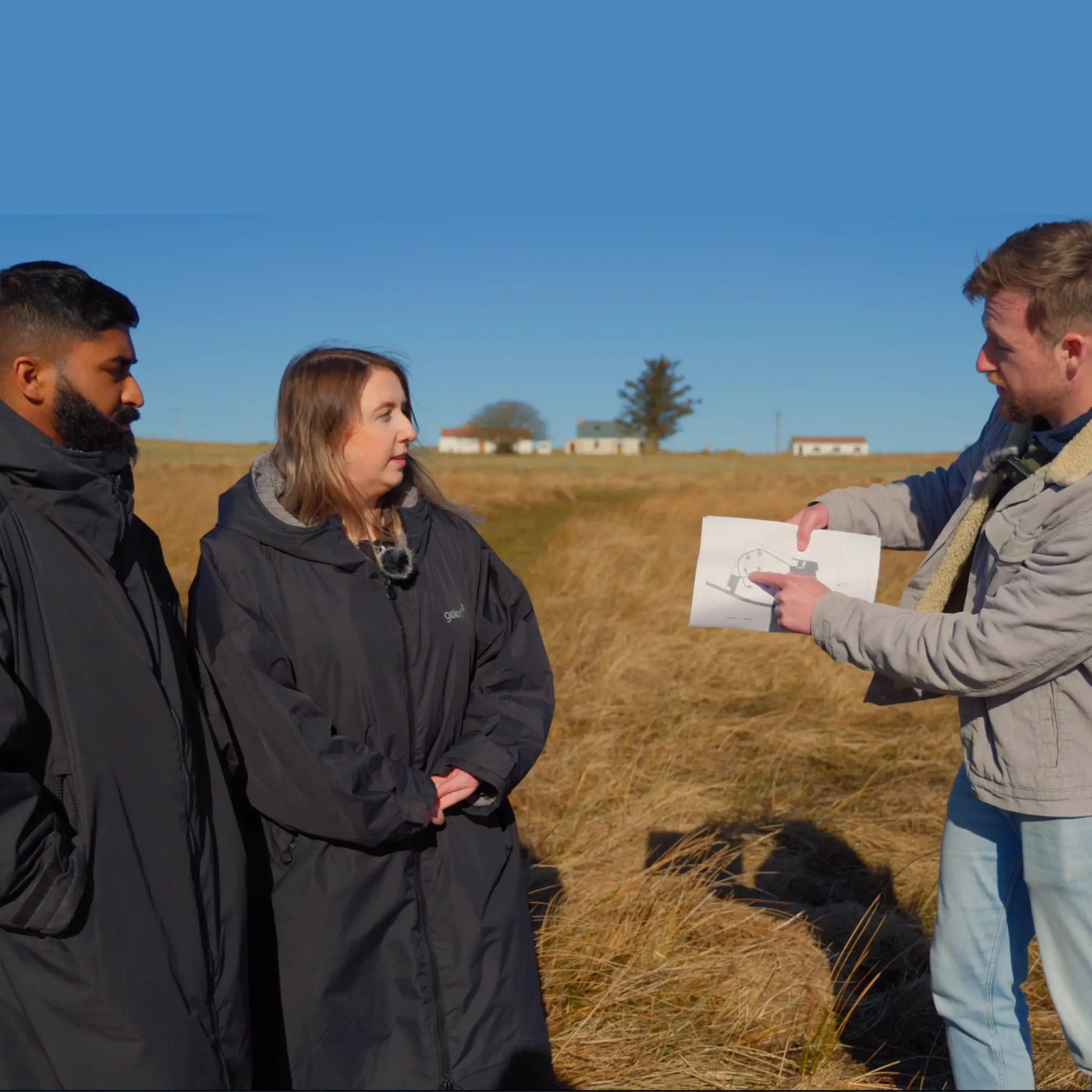 GlampLaunch discussing the proposed Lochty Loch glamping site layout with the landowners during an on-site planning and feasibility consultation in the Scottish Highlands.