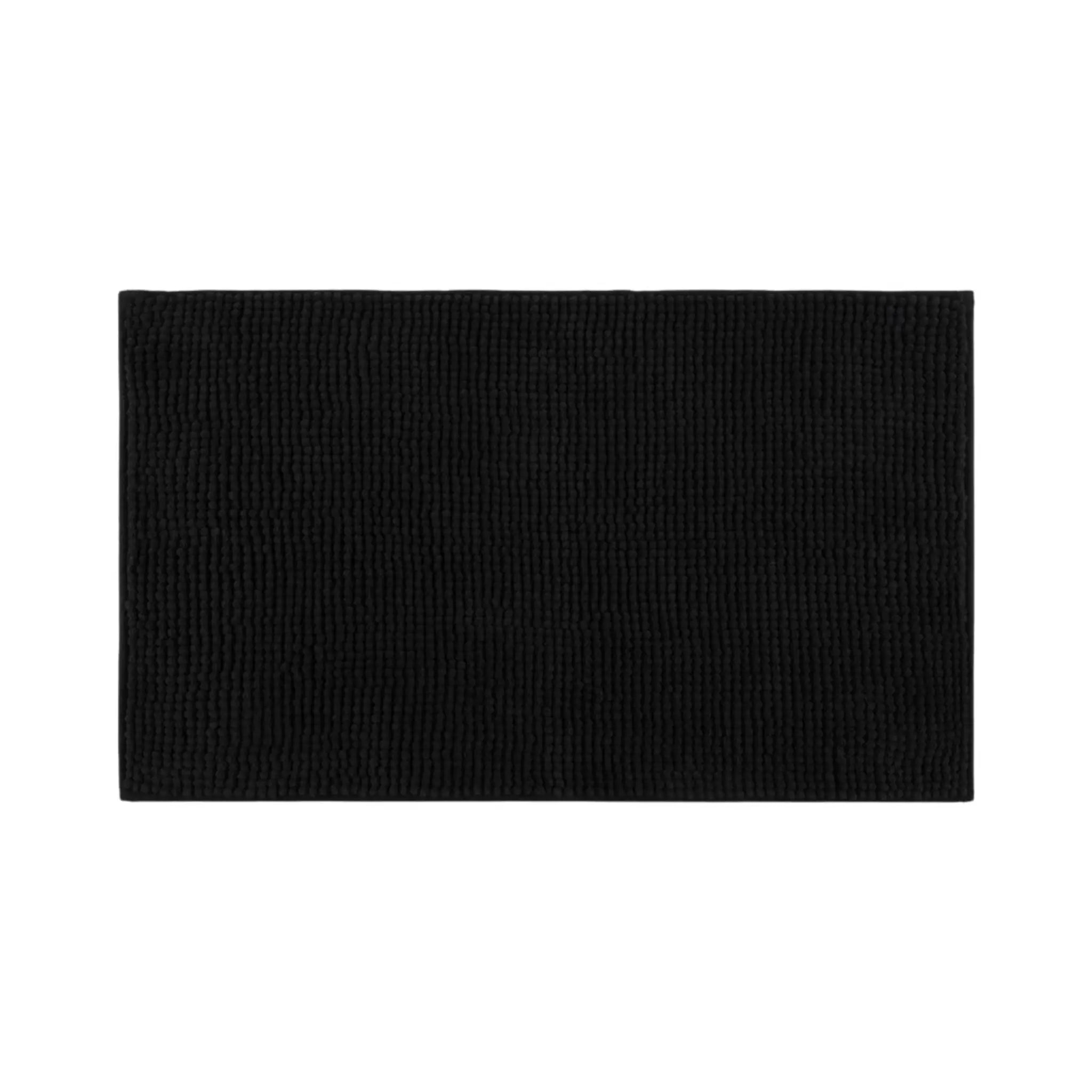 Black 4Living bathroom mat laid flat on a white background.