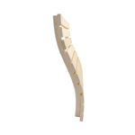 Aspen sauna bench backrest shown from the side with a curved slatted wooden design on a white background