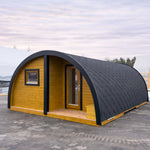 Dual Halfmoon Pod Luxury 4 Person Glamping Pod Exterior Front View