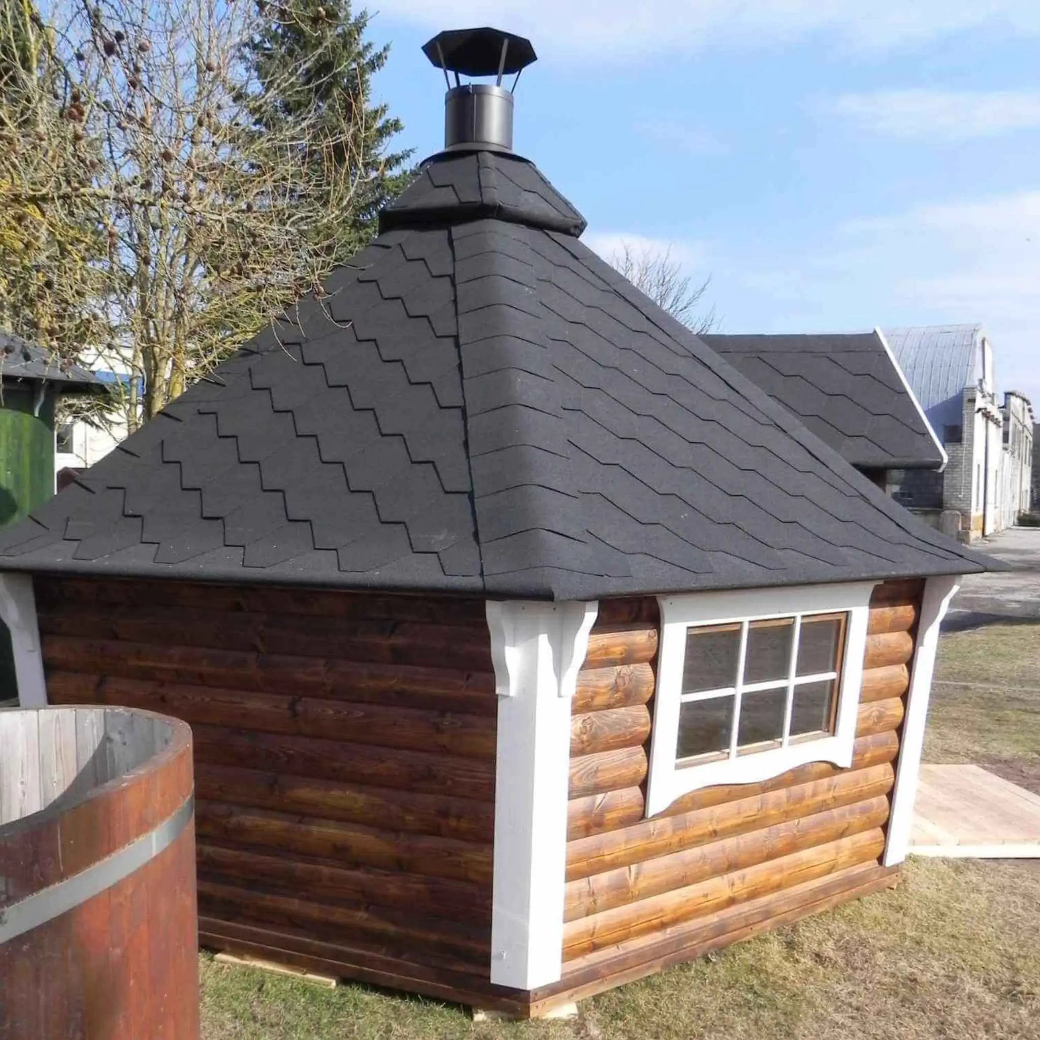 Back View of Compact Glamping Garden Cabin