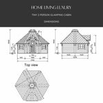 Cabin Exterior Dimensions with Side Diagram