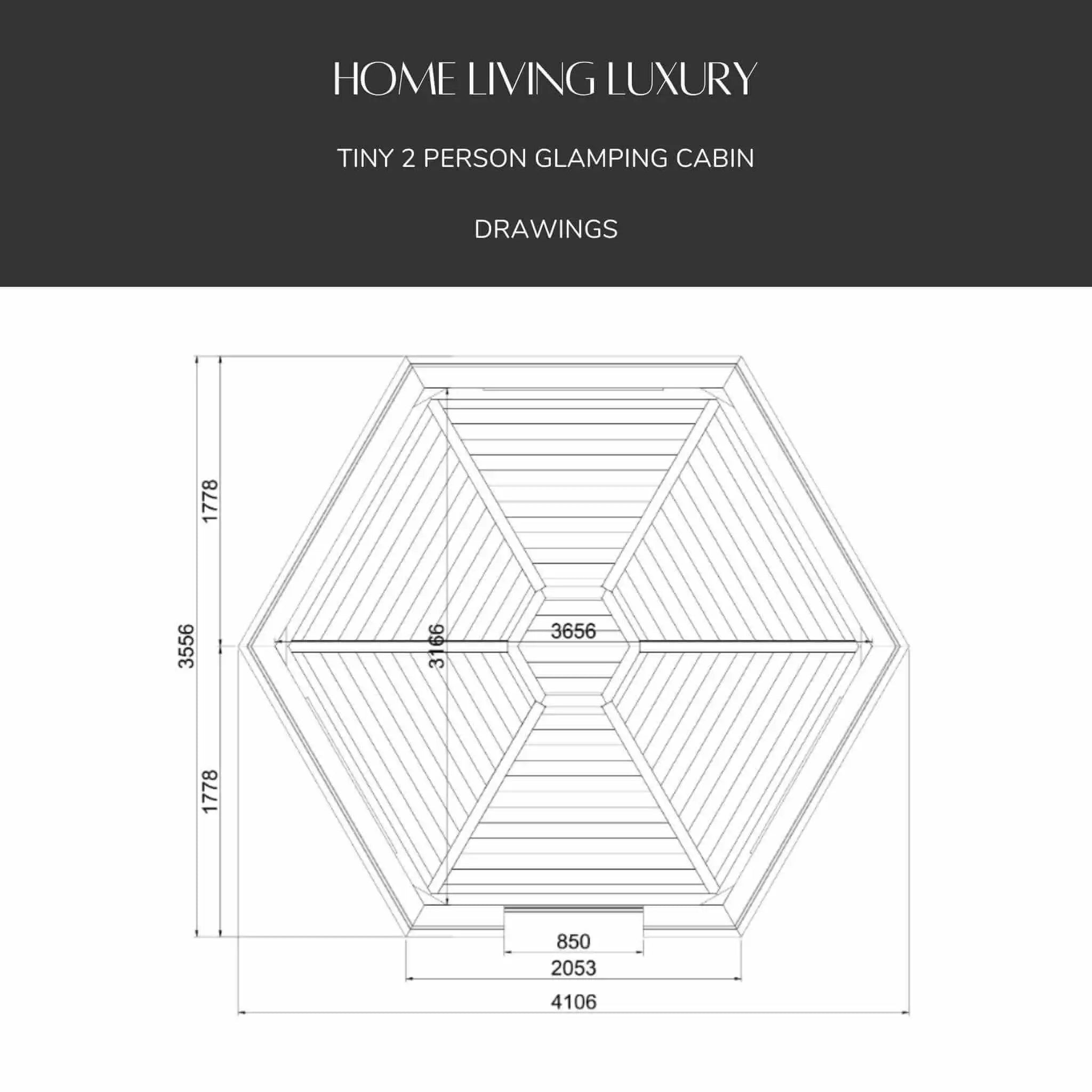 Technical Drawings of Two-Person Glamping Cabin