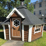 Brown Glamping Cabin Front with Double Doors