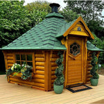 Yellow Glamping Cabin Side View with Windows