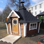 Side Profile of Yellow Glamping Cabin Structure