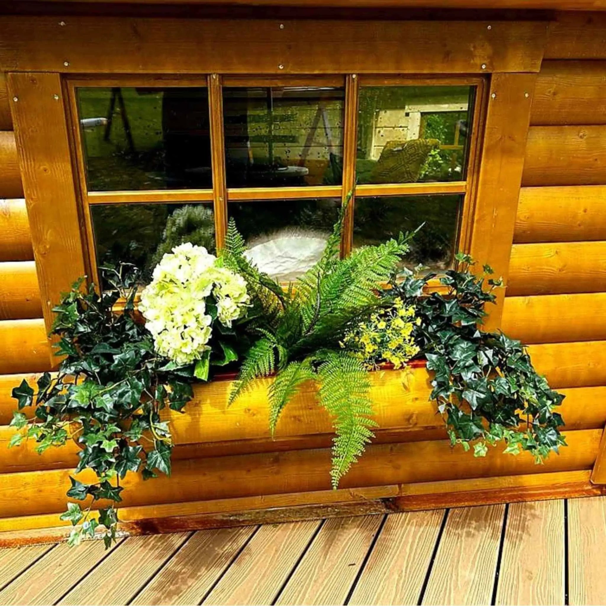 Cabin Window with Flower Shelf Underneath
