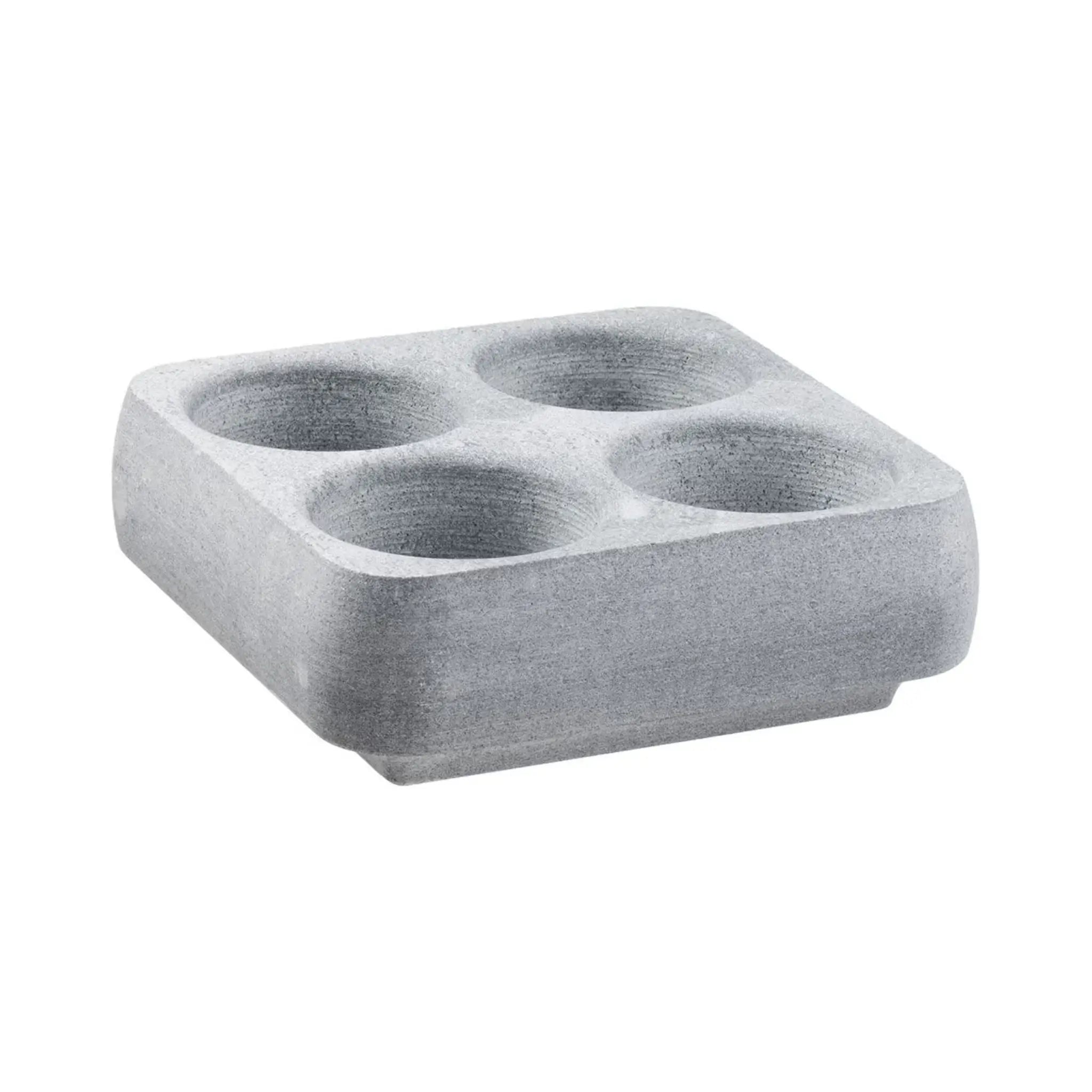 Hukka Huurteinen soapstone drink cooler with four drink holders on a white background