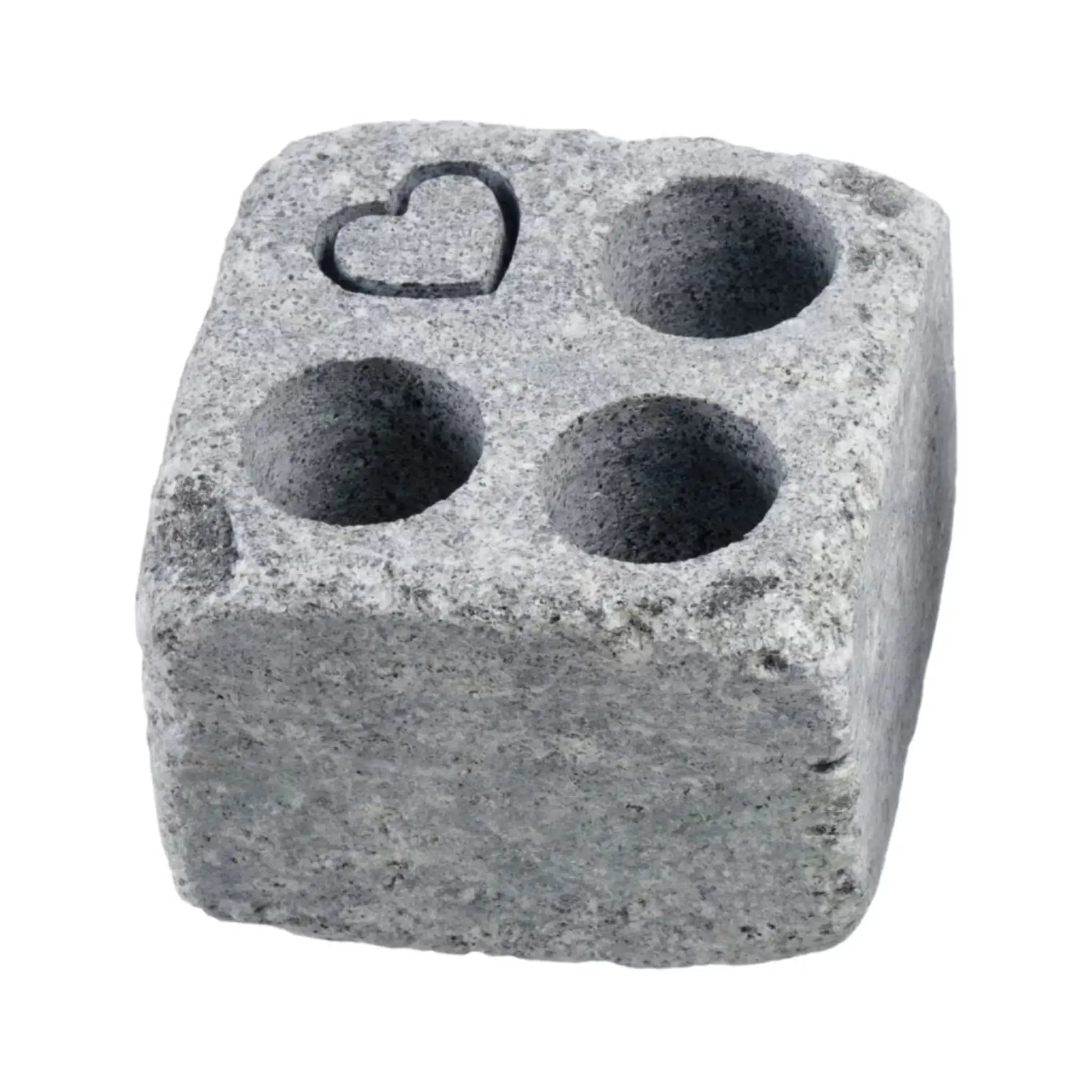Hukka soapstone steam stone with heart symbol and four water cups for soft sauna steam