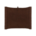 Dark brown Rento Kenno hand towel 50 x 70cm shown flat with textured weave and chambray trim.