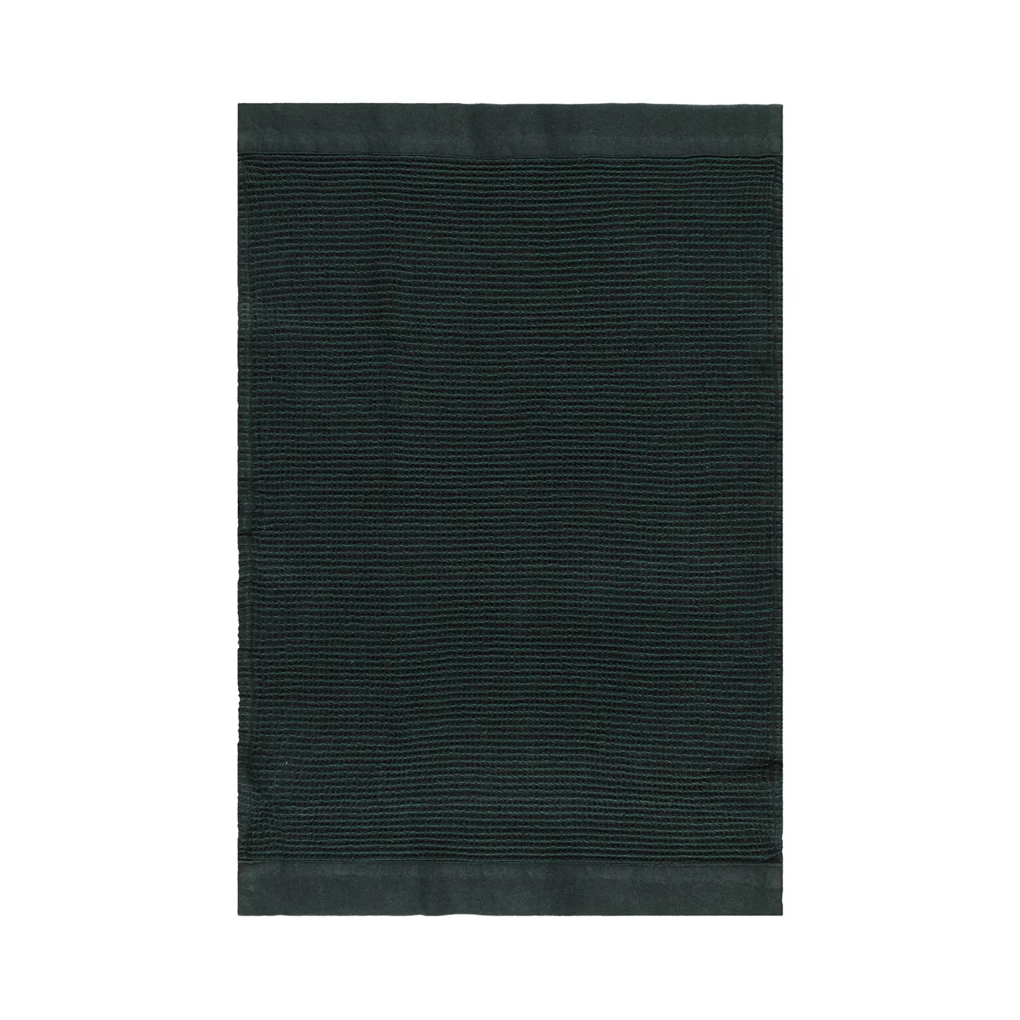 Dark green Rento Kenno hand towel 50 x 70cm shown flat with deep green woven texture.
