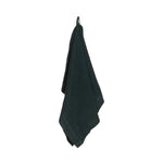 Dark green Rento Kenno hand towel 50 x 70cm hanging with textured waffle weave and matching trim.