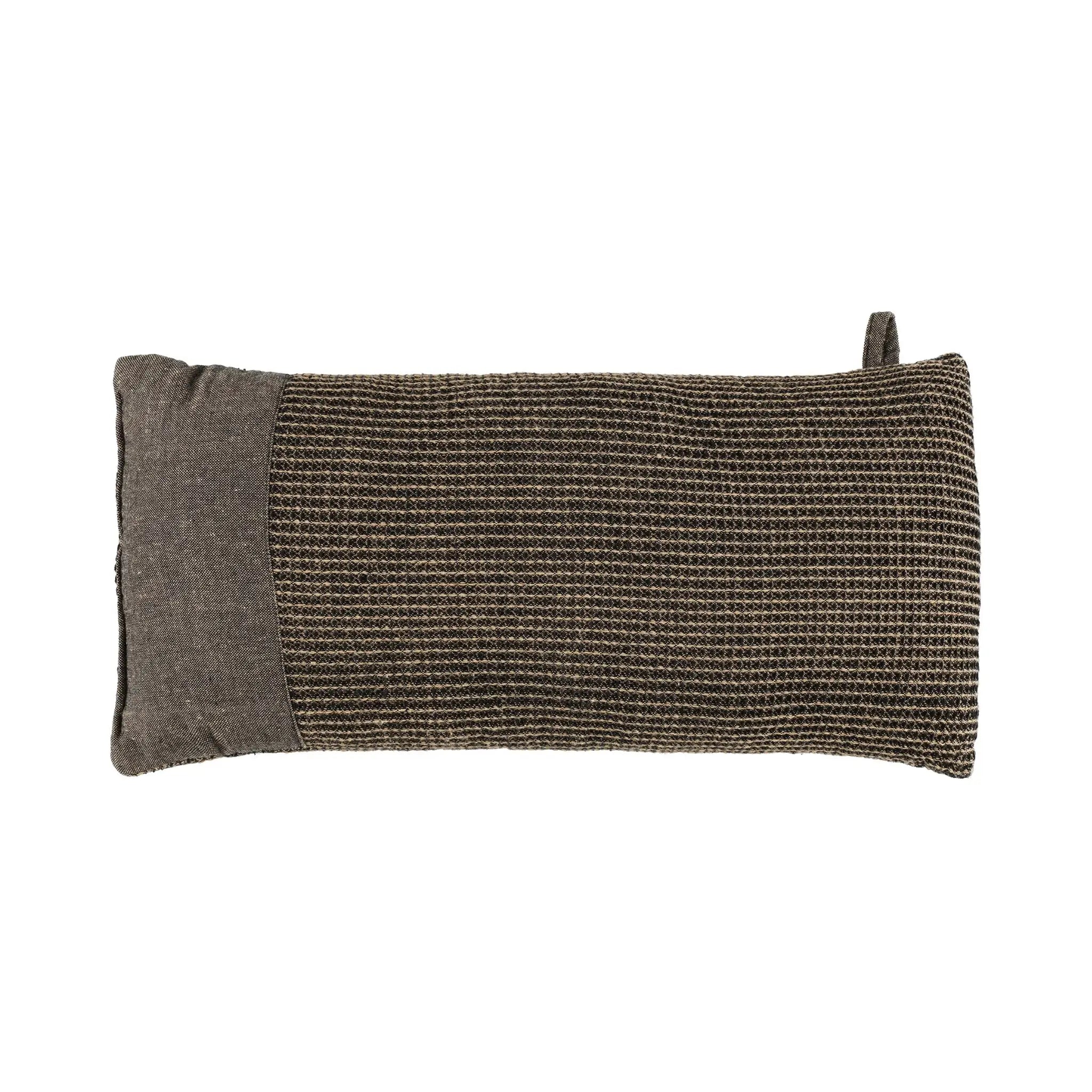 Brown Rento Kenno sauna pillow with textured recycled cotton blend fabric on a white background