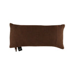Dark brown Rento Kenno sauna pillow with woven texture and side fabric panel on a white background