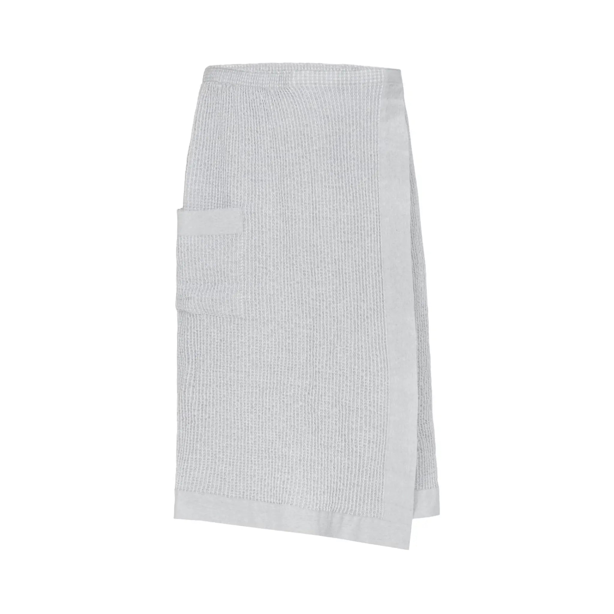 Grey Rento Kenno waist towel product image showing wrap design, front pocket and full length