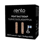 Rento Peat Salt Soap 50g in black boxed packaging on a white background.