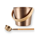 Champagne Rento sauna bucket and ladle set with bamboo handles