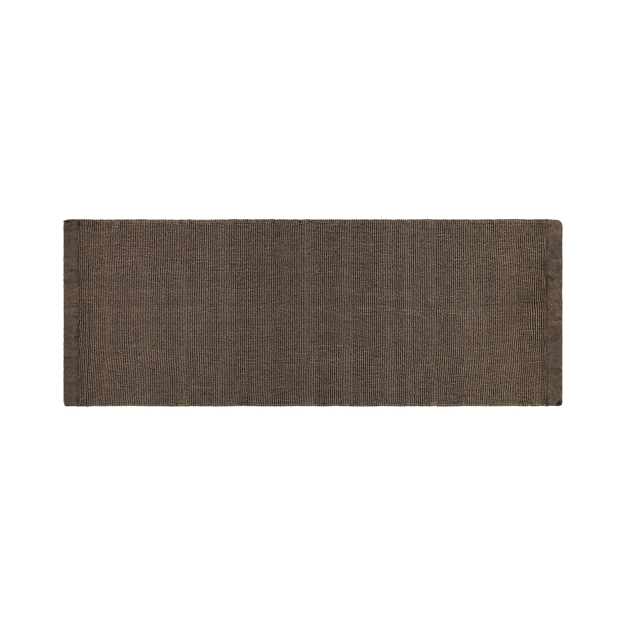 Brown Rento Kenno long sauna seat cover with textured recycled cotton blend fabric and chambray edging