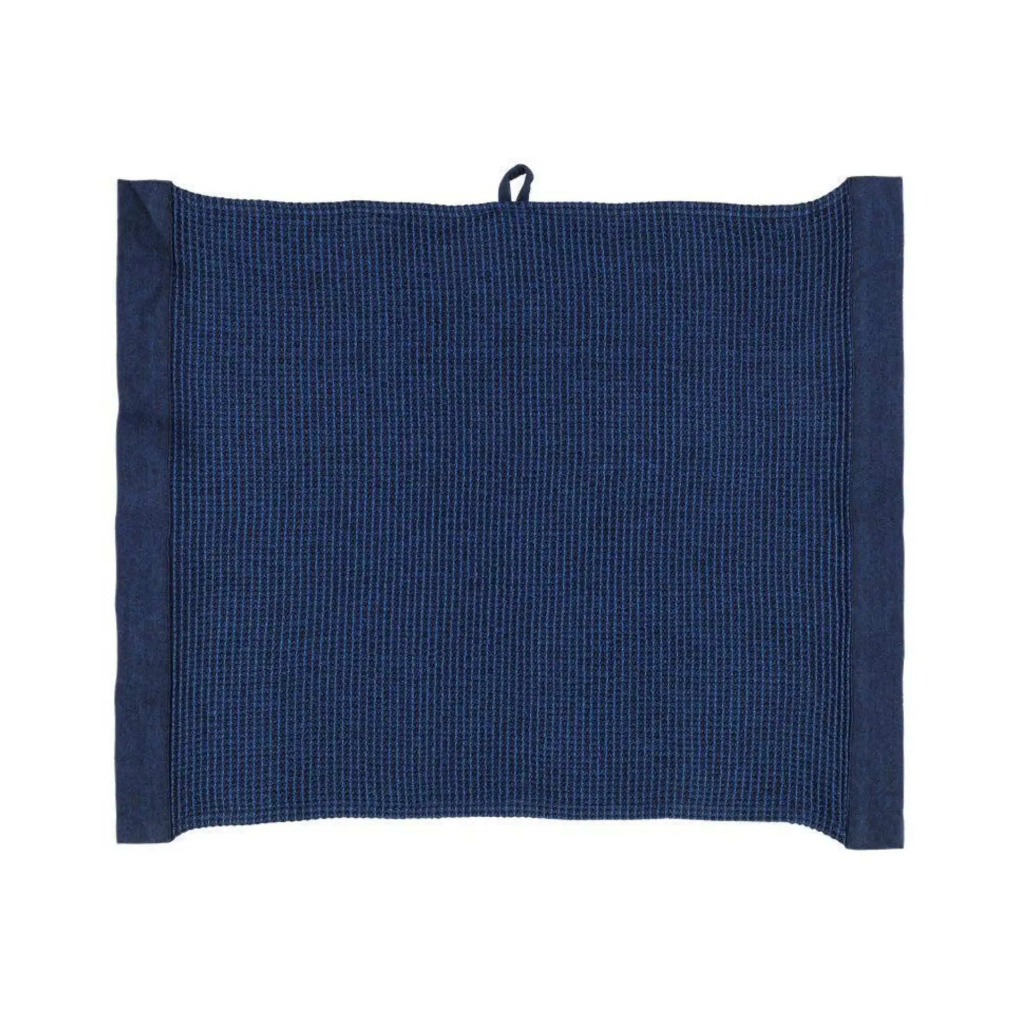 Dark blue Rento Kenno sauna seat cover with textured fabric and side trim on a white background
