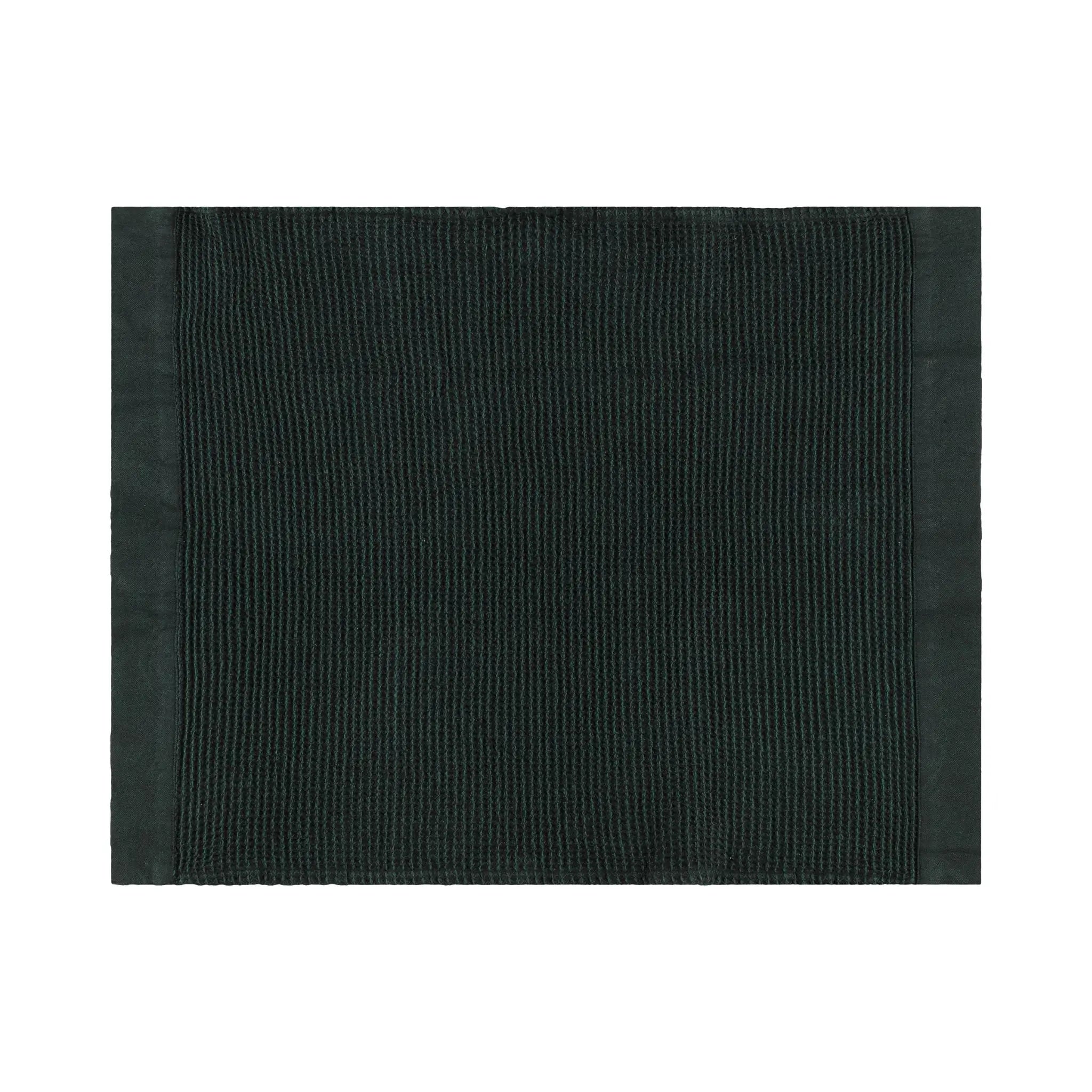 Dark green Rento Kenno sauna seat cover with soft woven texture and chambray edging