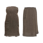Brown Rento Kenno waist towel and sarong set with soft waffle texture and chambray edging