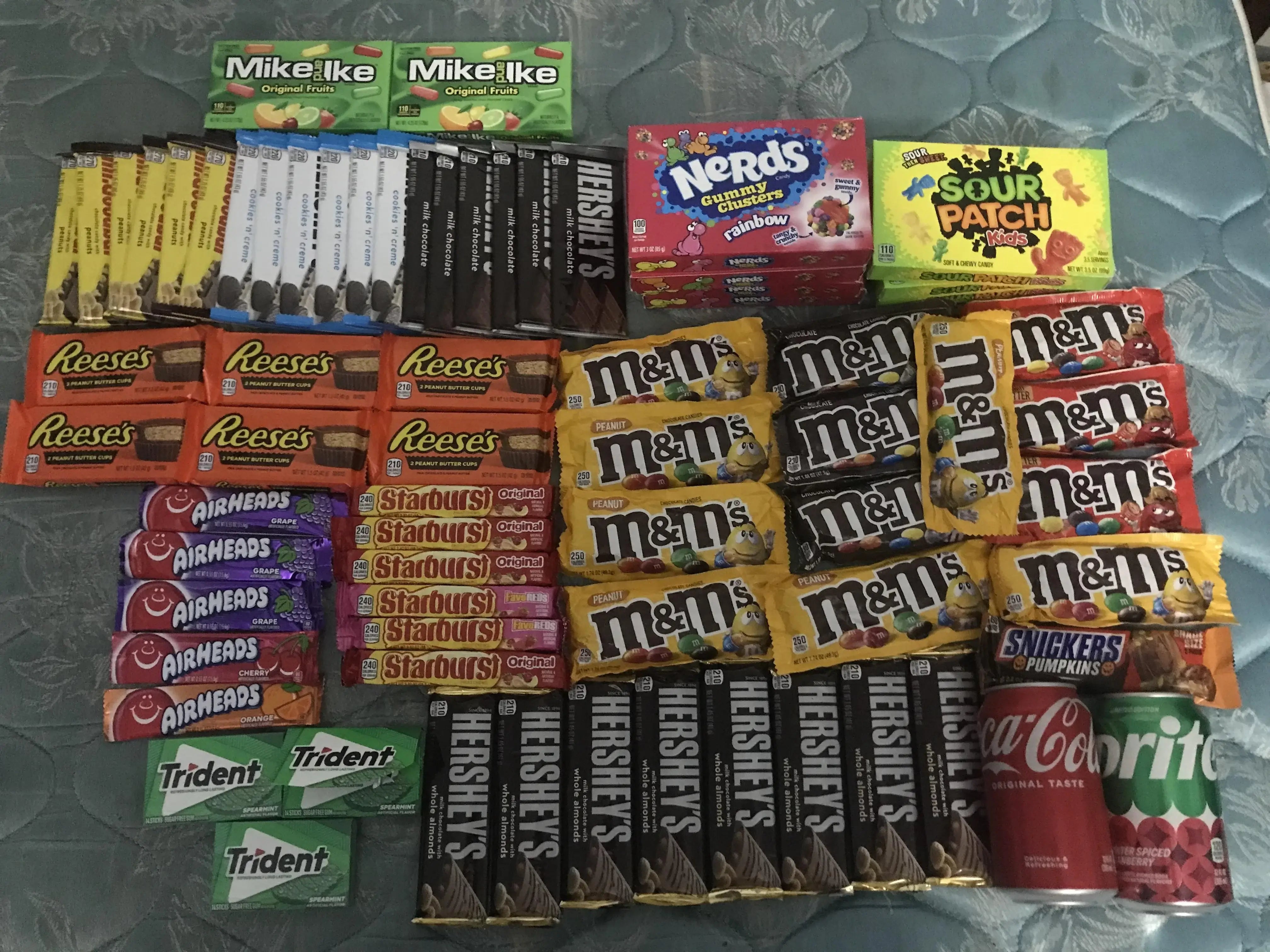 Selection of sweets and drinks representing Taylor Glass’s first entrepreneurial venture selling snacks at school.