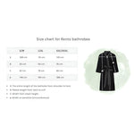 Rento bathrobe size chart showing S/M, L/XL and XXL/XXXL measurements for adult bathrobes