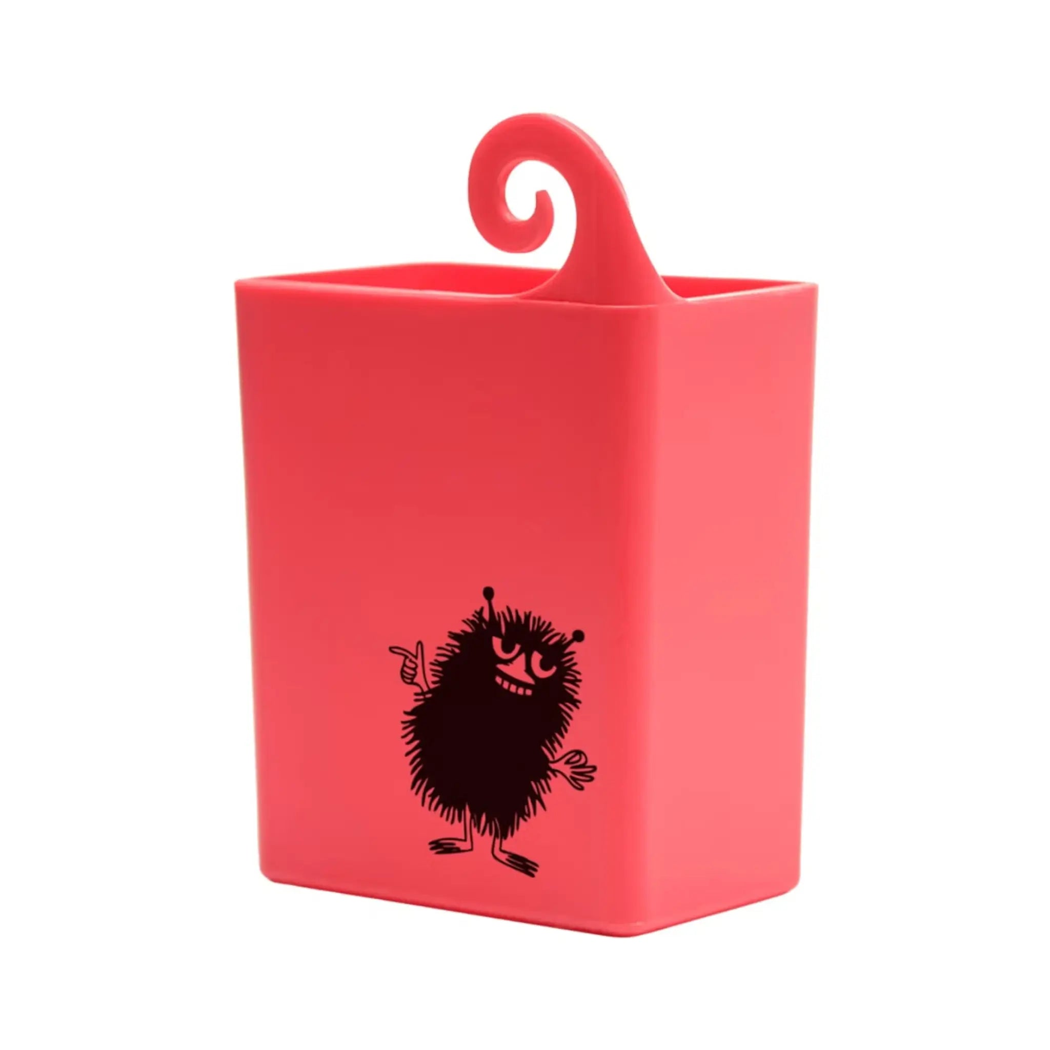 Red Stinky Mehujehu juice box holder with hanging handle for children