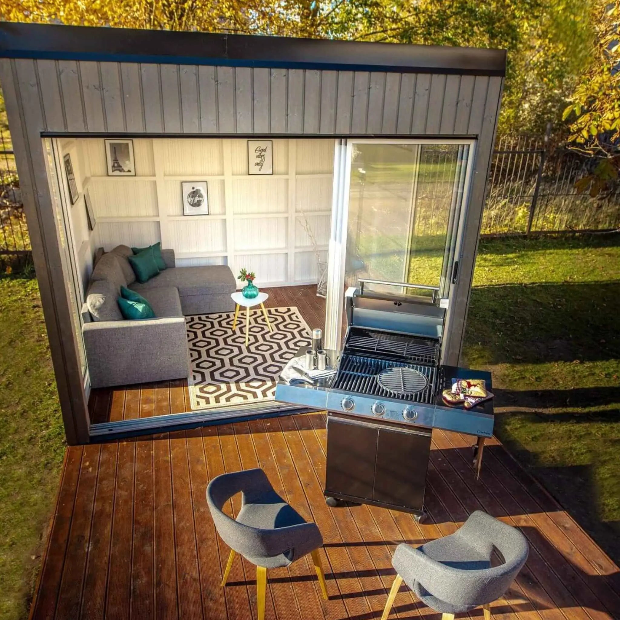 Garden Cube with Deck Area and Outdoor Grill