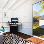 Interior View with Grill and Glass Window in Garden Room Design