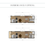 Alternative interior layout plans for the Archwood shepherd’s hut