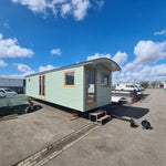 Archwood 4 person shepherd’s hut ready for transport at manufacturing site