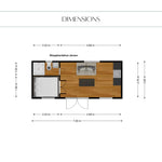Interior floor plan layout of the Bowridge 2 person shepherd’s hut