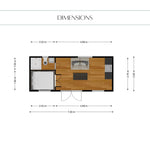 Interior floor plan layout of the Bowridge 2 person shepherd’s hut