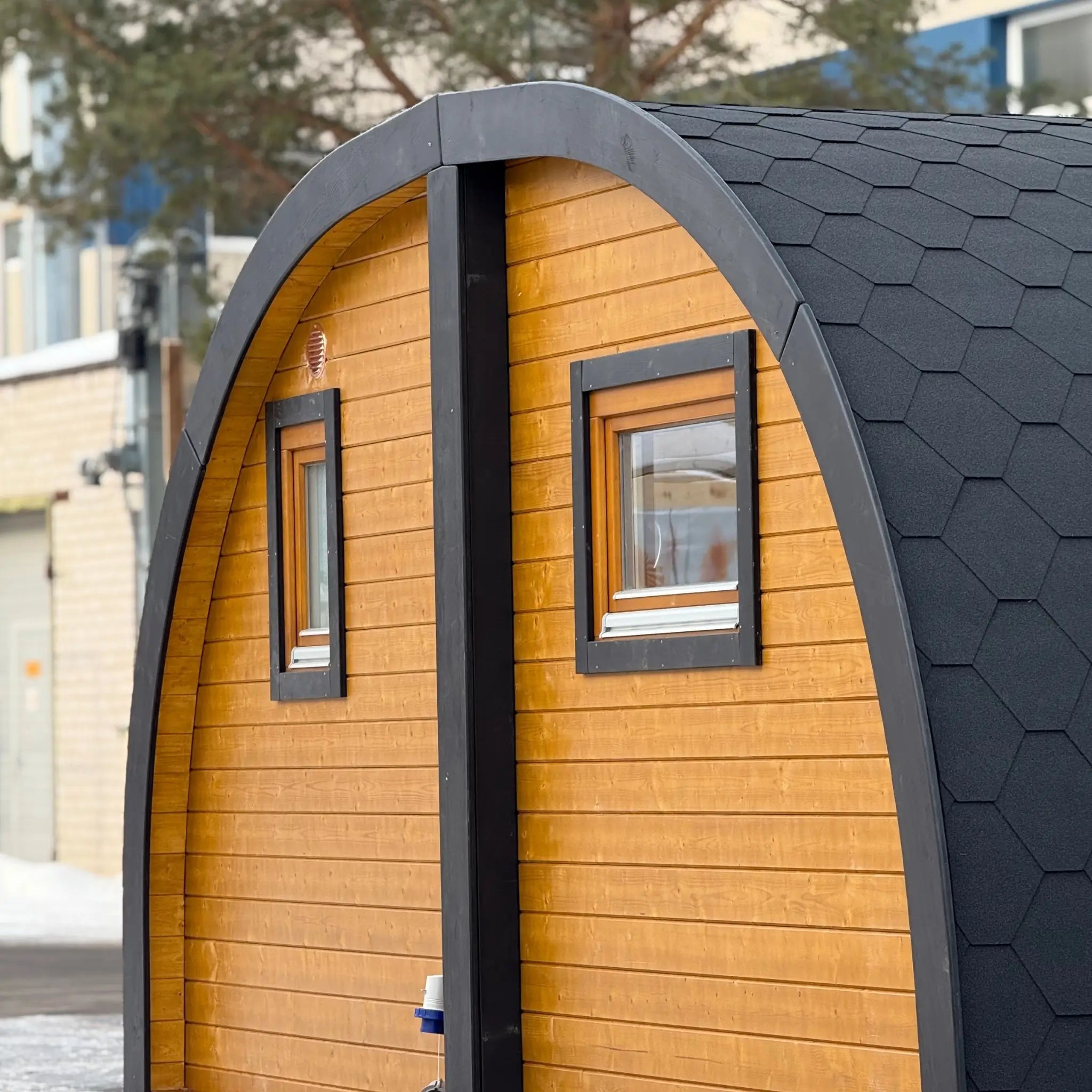 Window Detail on Dual Halfmoon Pod Timber Exterior Wall