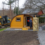 Dual Halfmoon Pod Installation on Glamping Site with Excavator