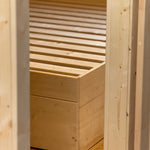 Wooden Bed Frame Detail in Dual Halfmoon Pod Bedroom