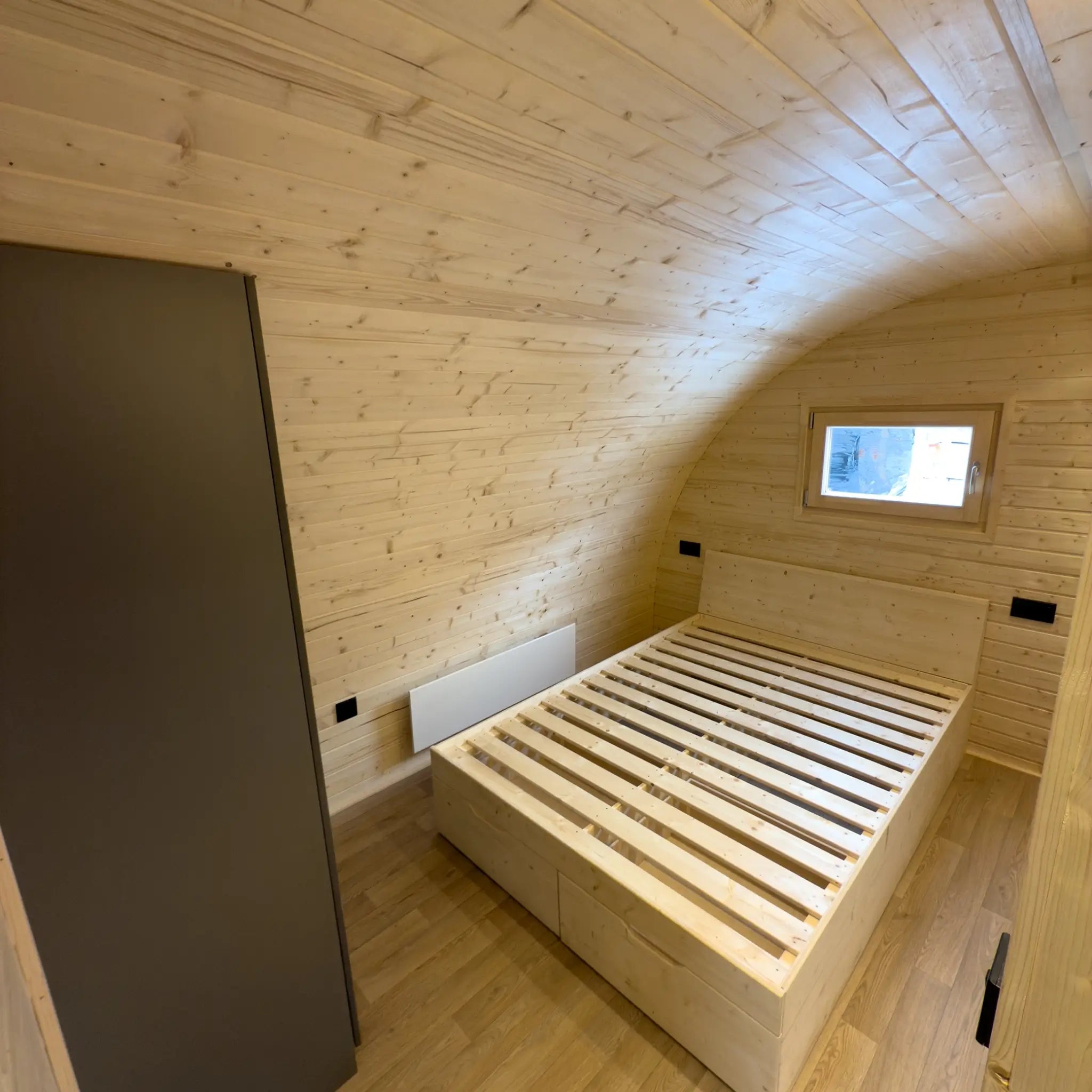 Master Bedroom Interior with Double Bed Frame in Dual Halfmoon Pod