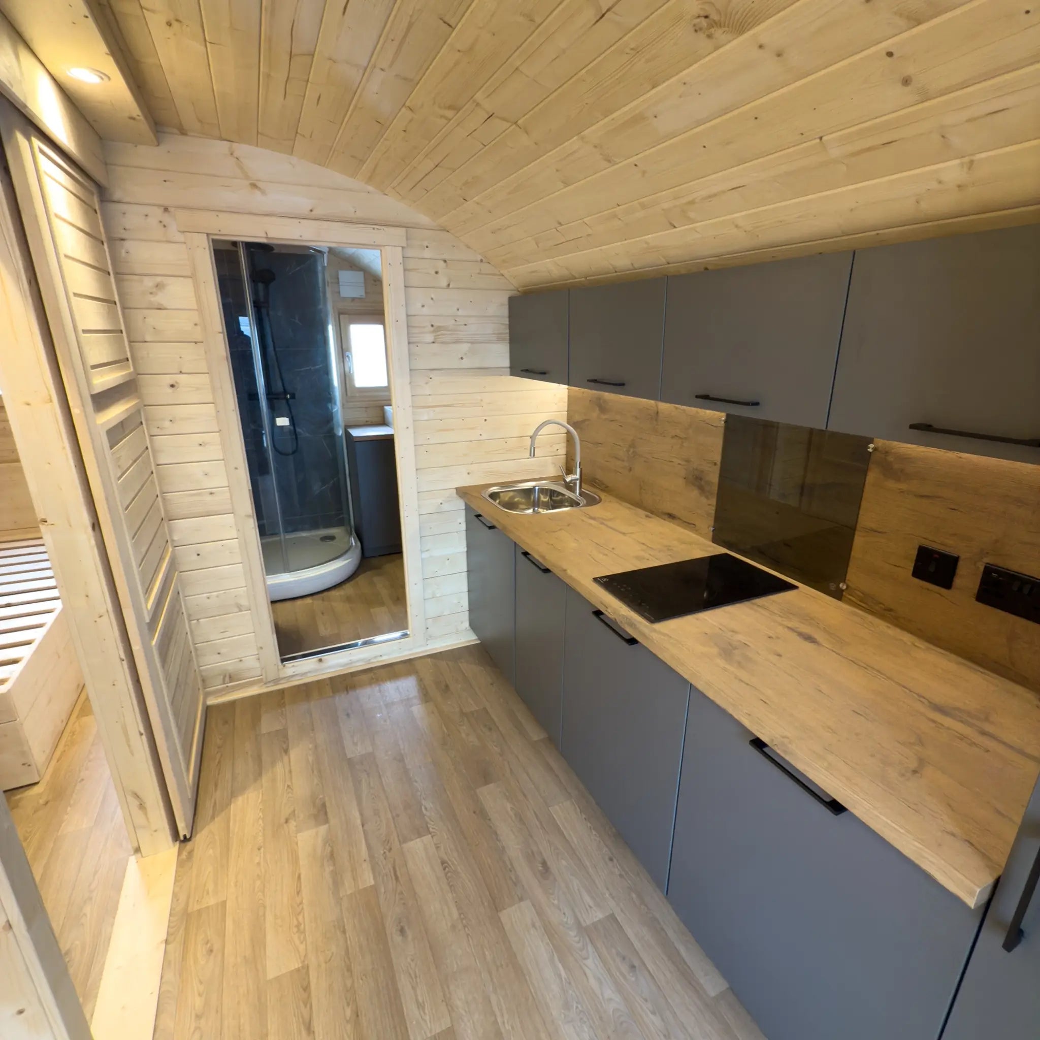 Interior Kitchen and Bathroom Entrance Inside Dual Halfmoon Pod