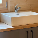 Close-Up Bathroom Sink Detail in Dual Halfmoon Pod