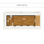 Floor plan dimensions for The “Fernwood” Art Studio showing the 6 metre main studio space and entrance deck