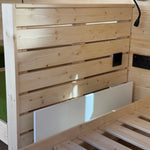 Wall-mounted radiator inside Grotto glamping pod for heating and comfort