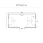 The Halfmoon Garden Office Pod dimension drawing showing a 4.8m x 2.4m office layout with desk spaces, entrance and key measurements.