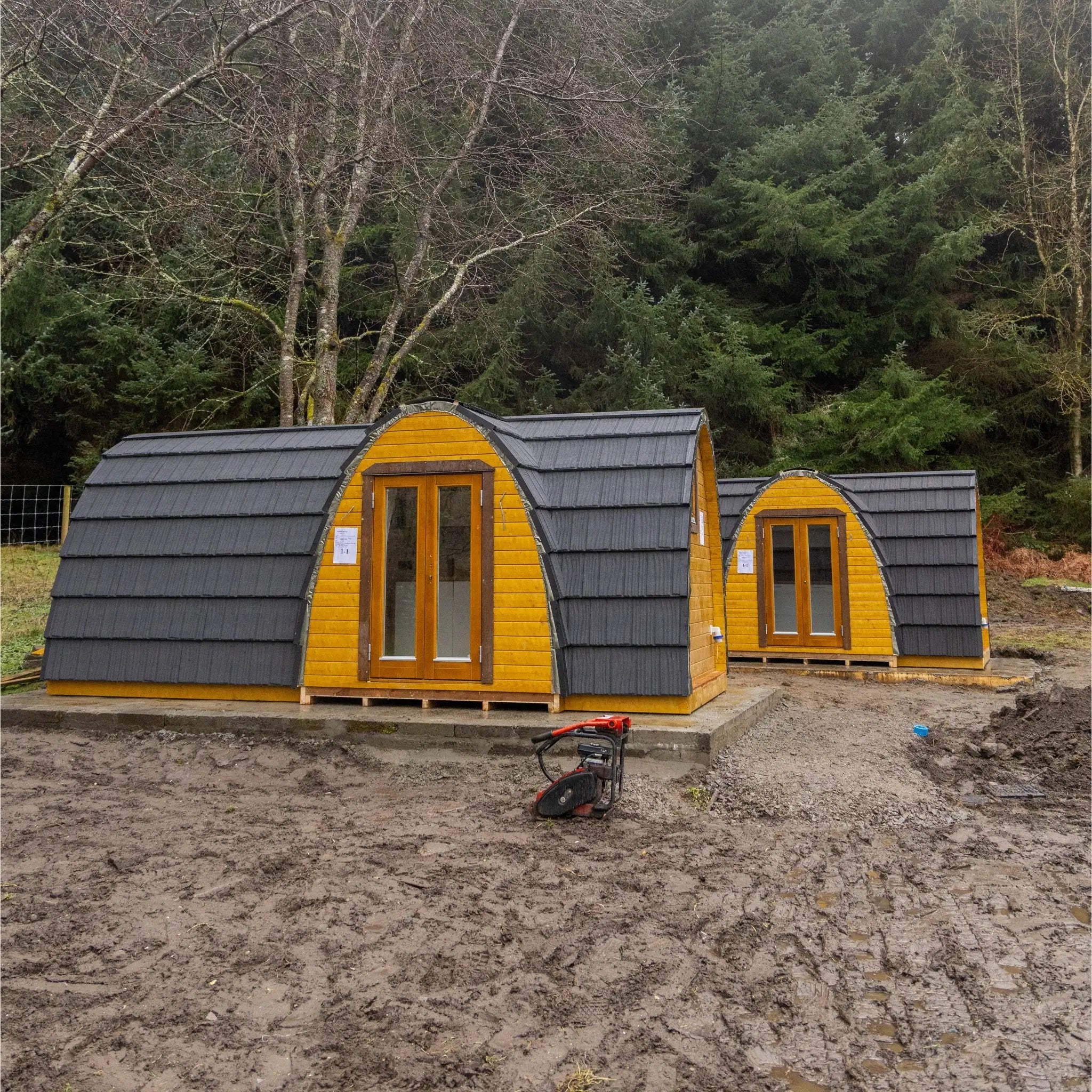 Luxury Hobbit Pod 2 Person Glamping Pod Installed in Woodland Landscape