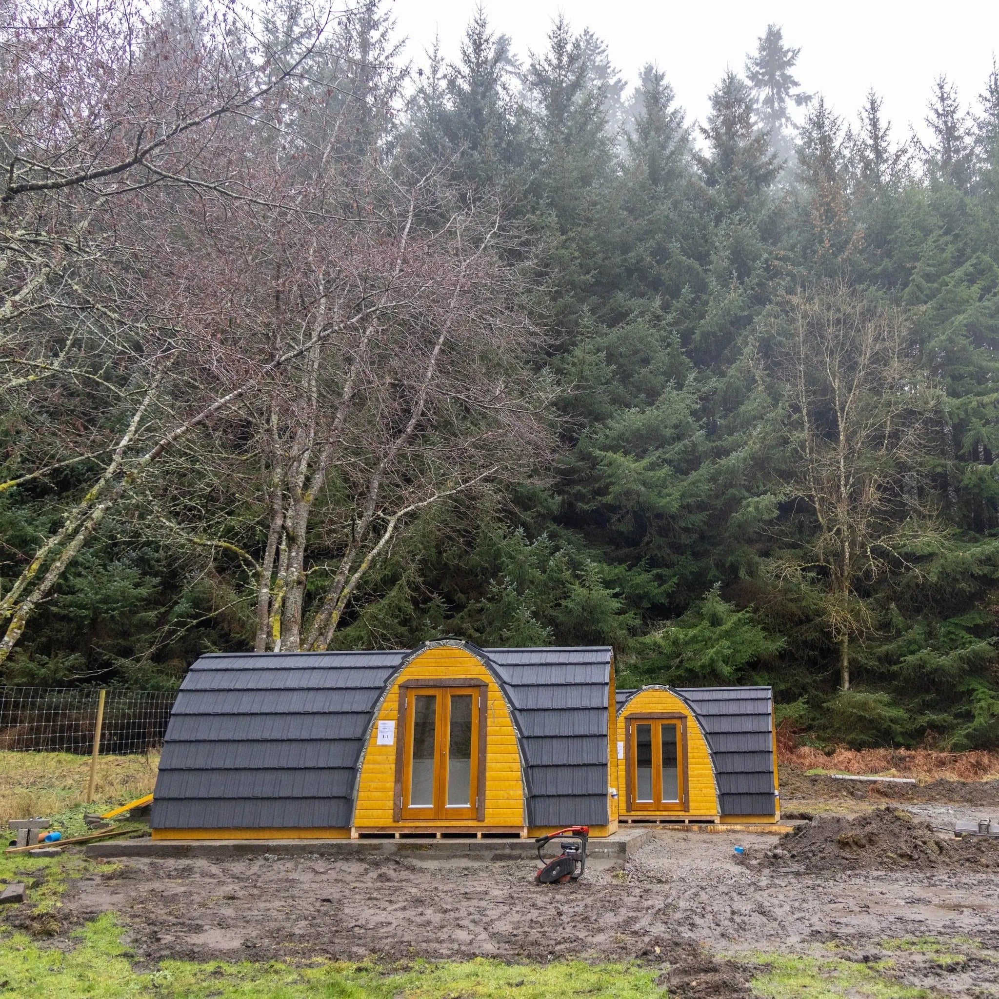 Luxury Hobbit Pod 2 Person Glamping Pod Installed in Woodland Landscape