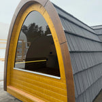 Large Panoramic Window Installed in Hobbit Pod Glamping Cabin