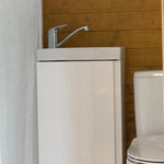 Compact Bathroom Inside Hobbit Pod with Shower and Toilet