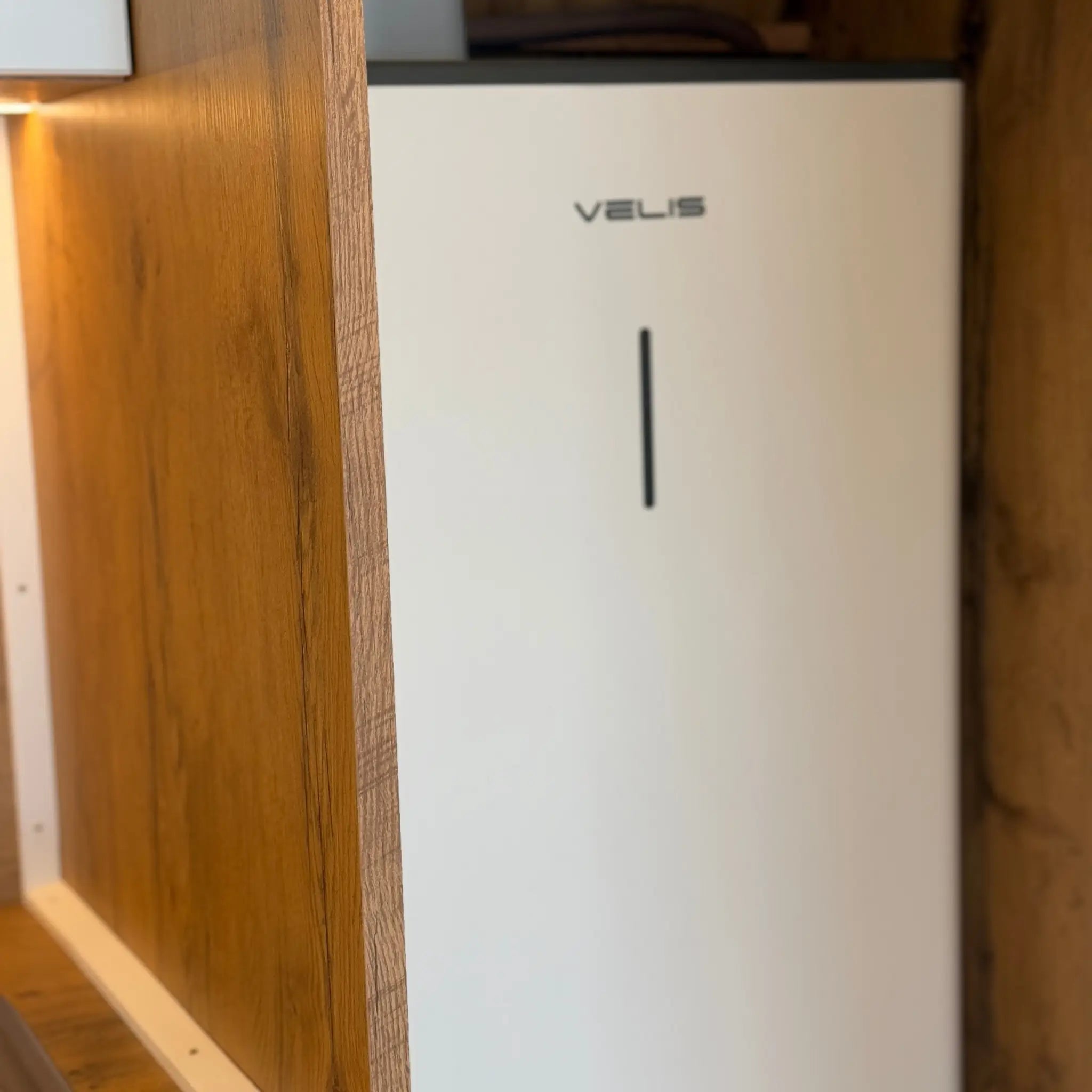 Integrated Water Heater System Inside Hobbit Pod Kitchen Unit