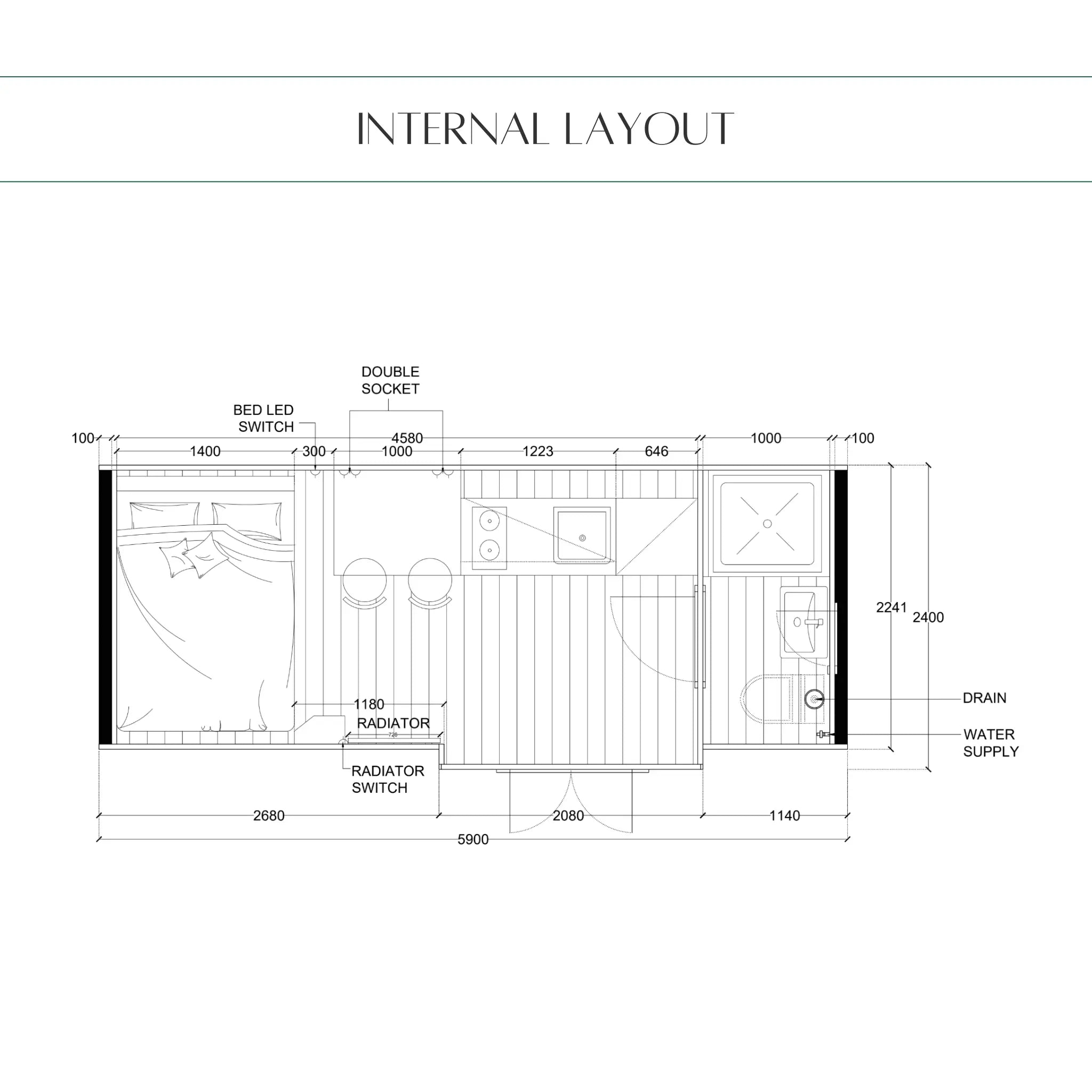 Hobbit Pod Internal Layout Floor Plan